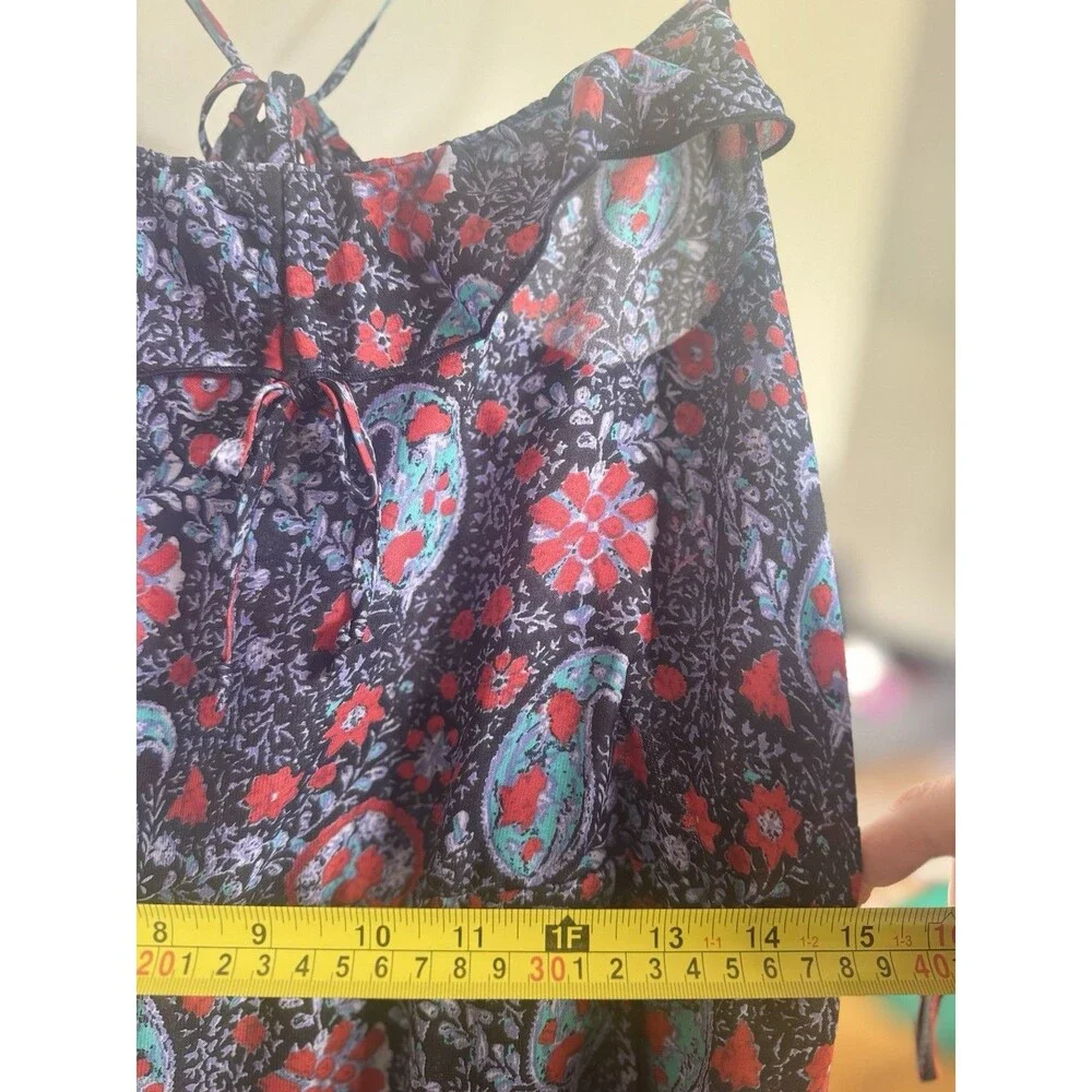 NEW Y2K American Eagle Paisley Midi Dress L Boho Fairy sun dress Pockets ruffle - Picture 5 of 16